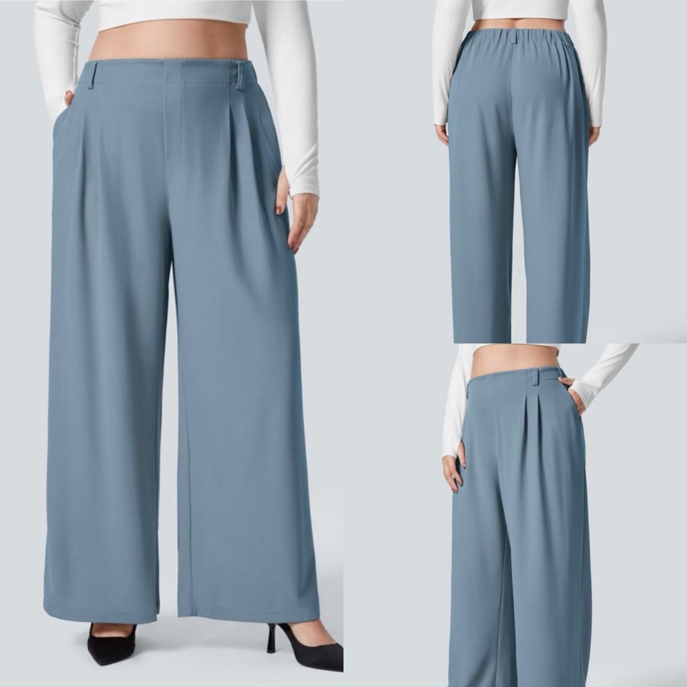 NWT Halara Flex High Waisted Pocket Straight Leg Work Pants Mountain Spring LT